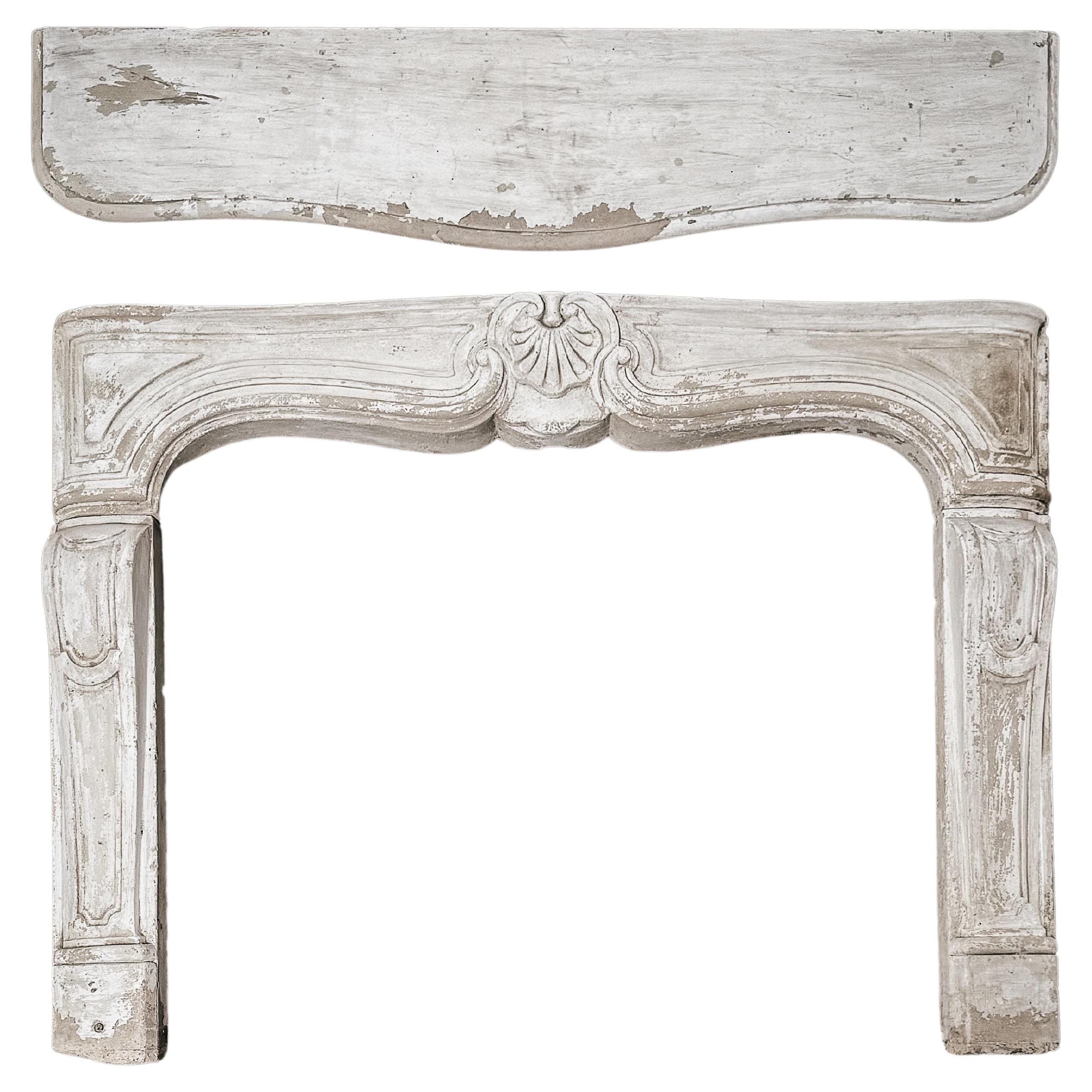 18th Century French Limestone Fireplace Mantel with Shell Detail For Sale