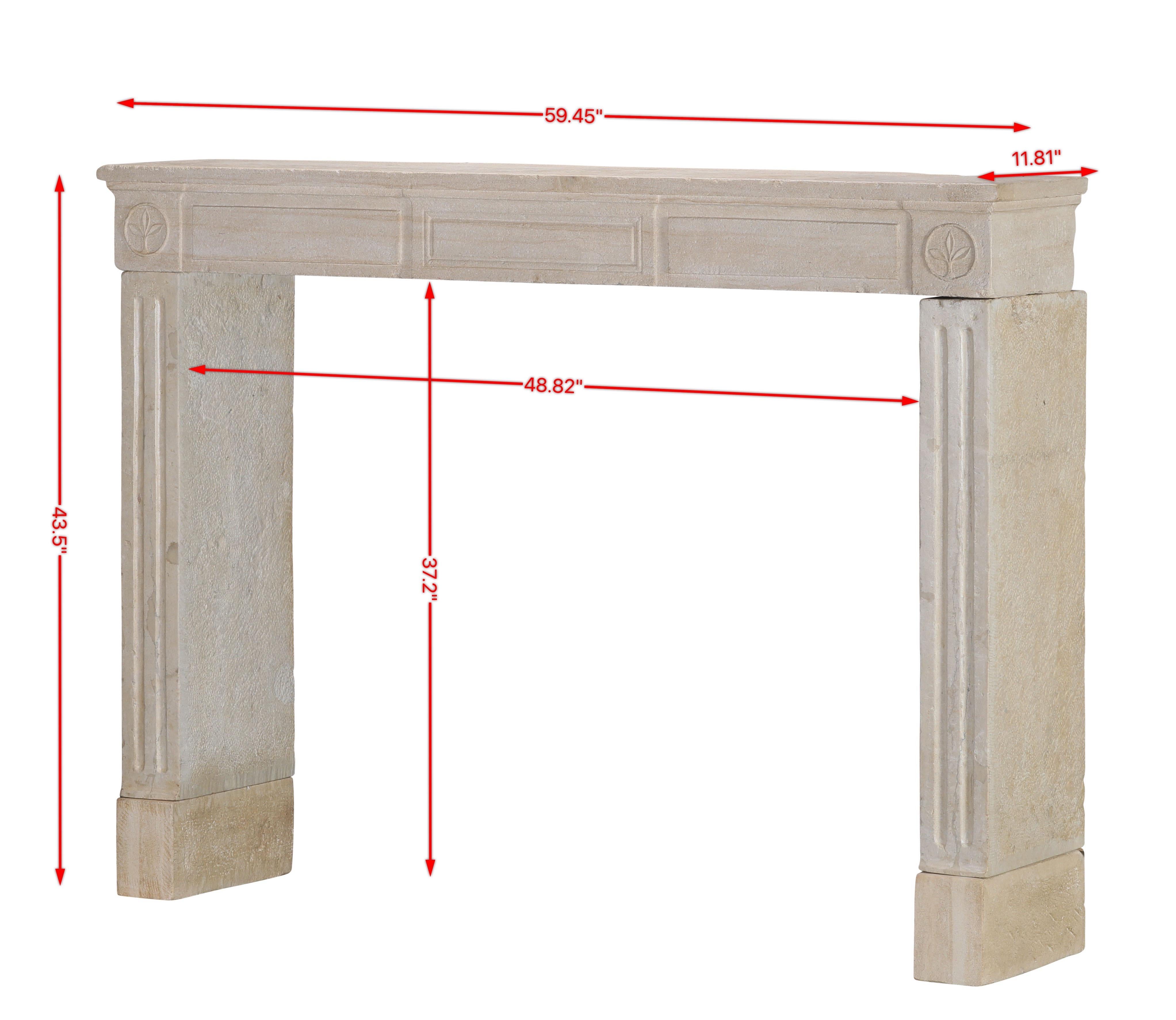 Stile provenzale Cornice per caminetto in pietra calcarea francese del XVIII secolo in stile Luigi XVI in vendita