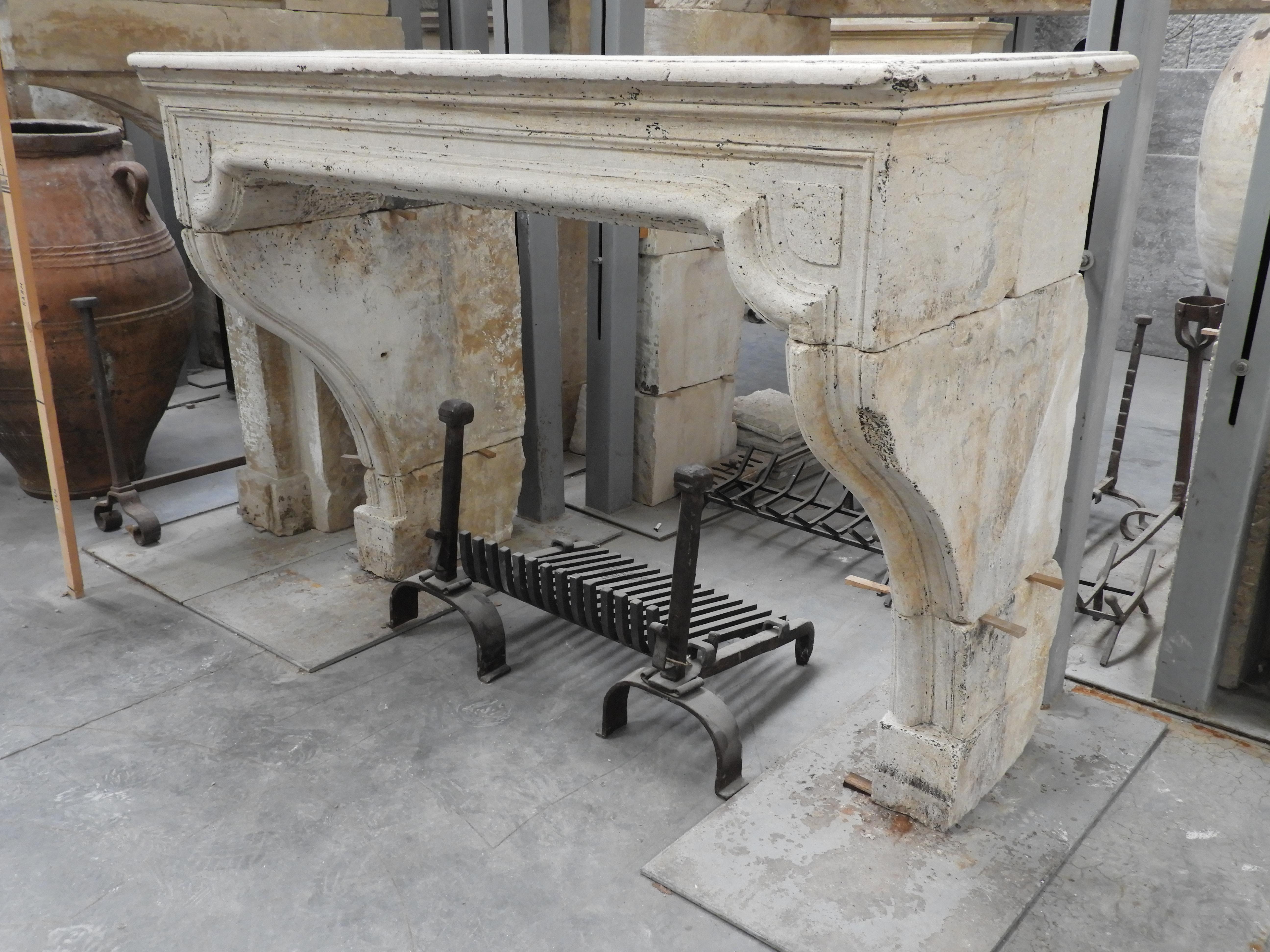18 century French limestone Louis XIV fireplace in French cream colored limestone, super!
The interior size is: 131 cm wide x 102 cm high.

 