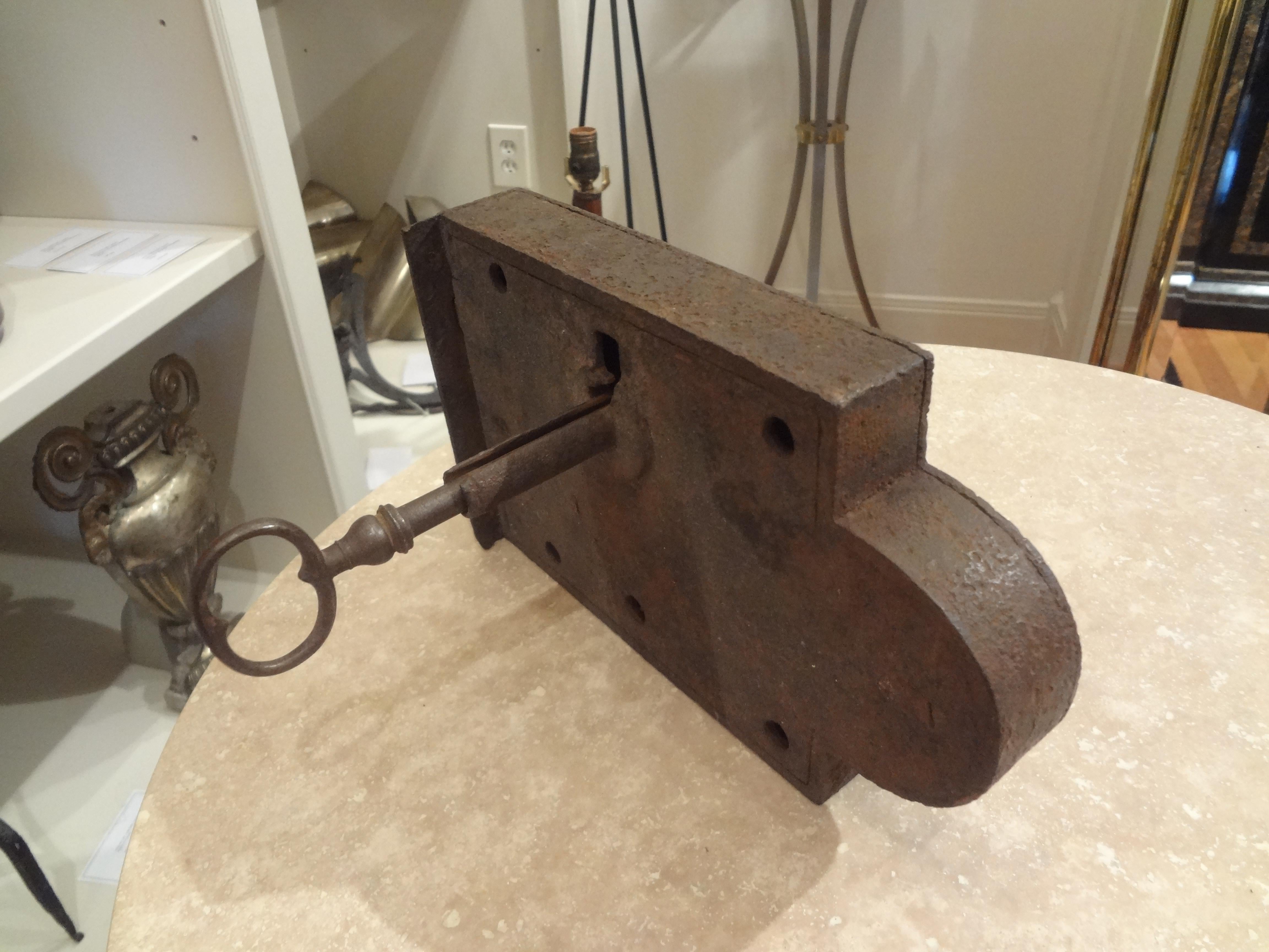 Large 18th Century French Lock and Key For Sale 6