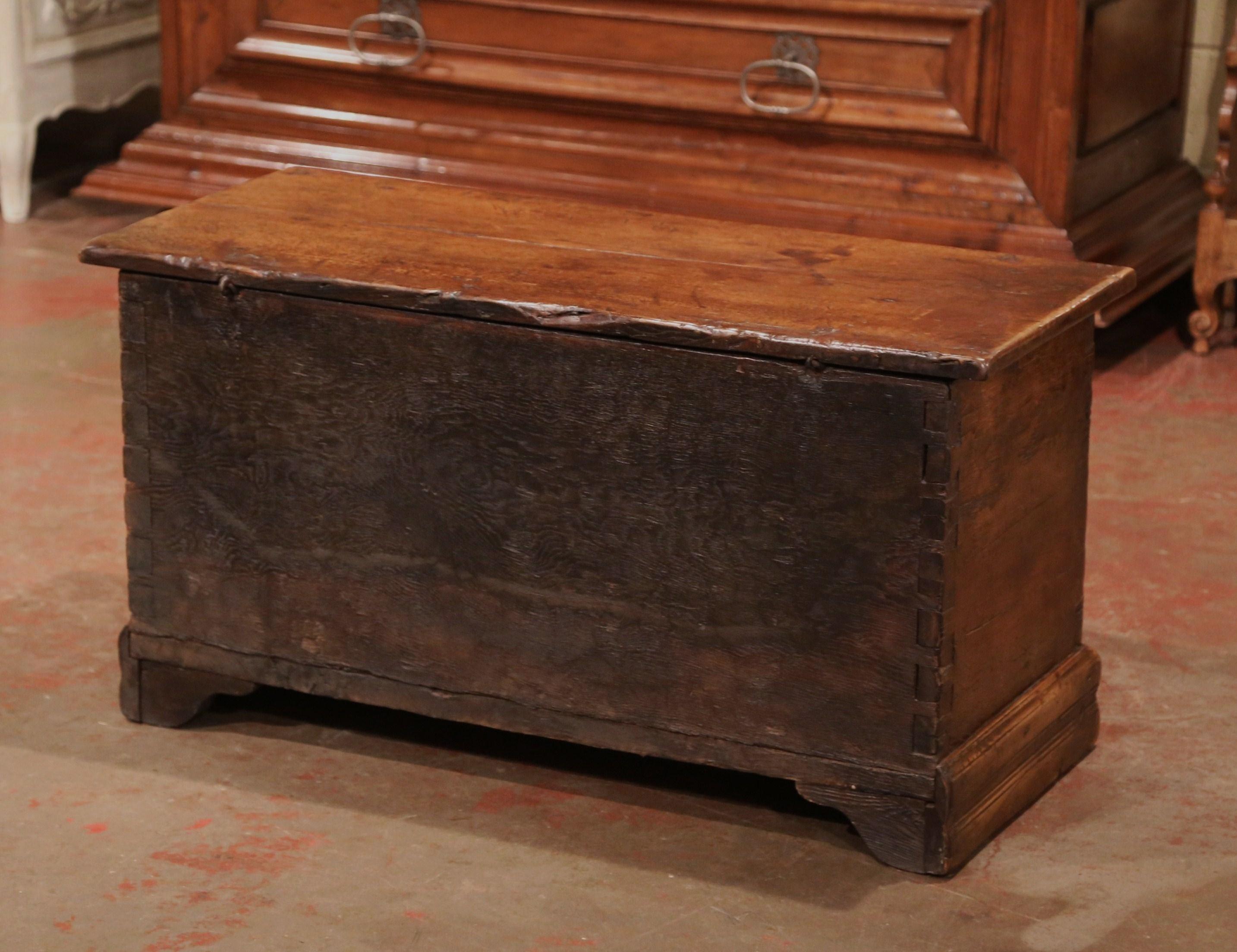 18th Century French Louis XIII Carved Chestnut Coffer Trunk from the Pyrenees 5