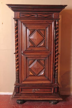 18th Century French Louis XIII Walnut Bonnetière Armoire from Périgord