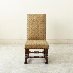 18th Century French Louis XIII Style Hand Carved Walnut and Needlepoint Chair
