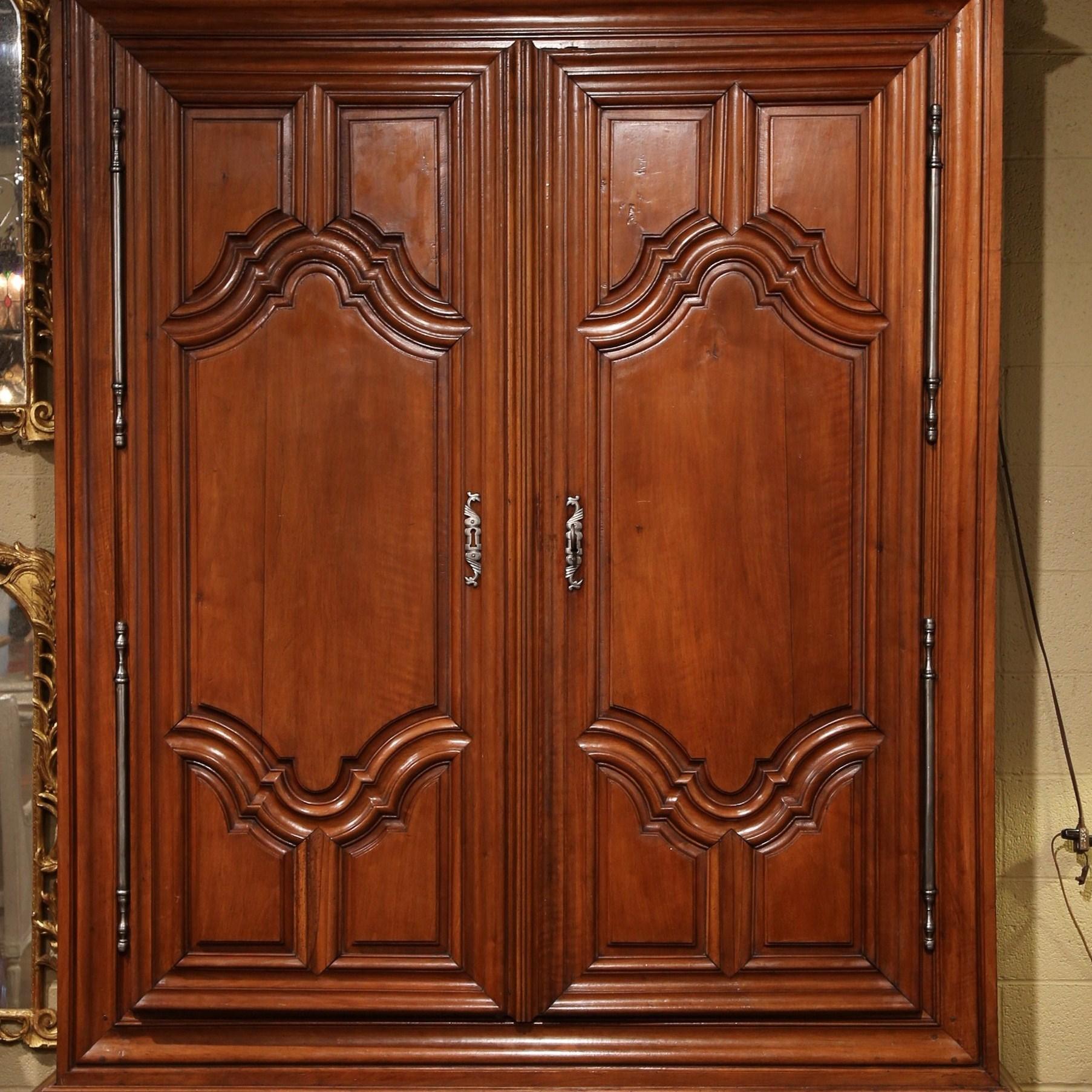 Hand-Carved 18th Century French Louis XIII Walnut Two-Door Armoire from the Loire Valley For Sale