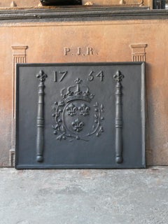 18th Century French Louis XIV 'Arms of France' Fireback / Backsplash, Dated 1754