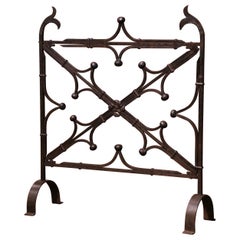 Antique 18th Century French Louis XIV Black Wrought Iron Fireplace Screen