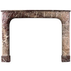 18th Century French Louis XIV Campan Melange Marble Fireplace