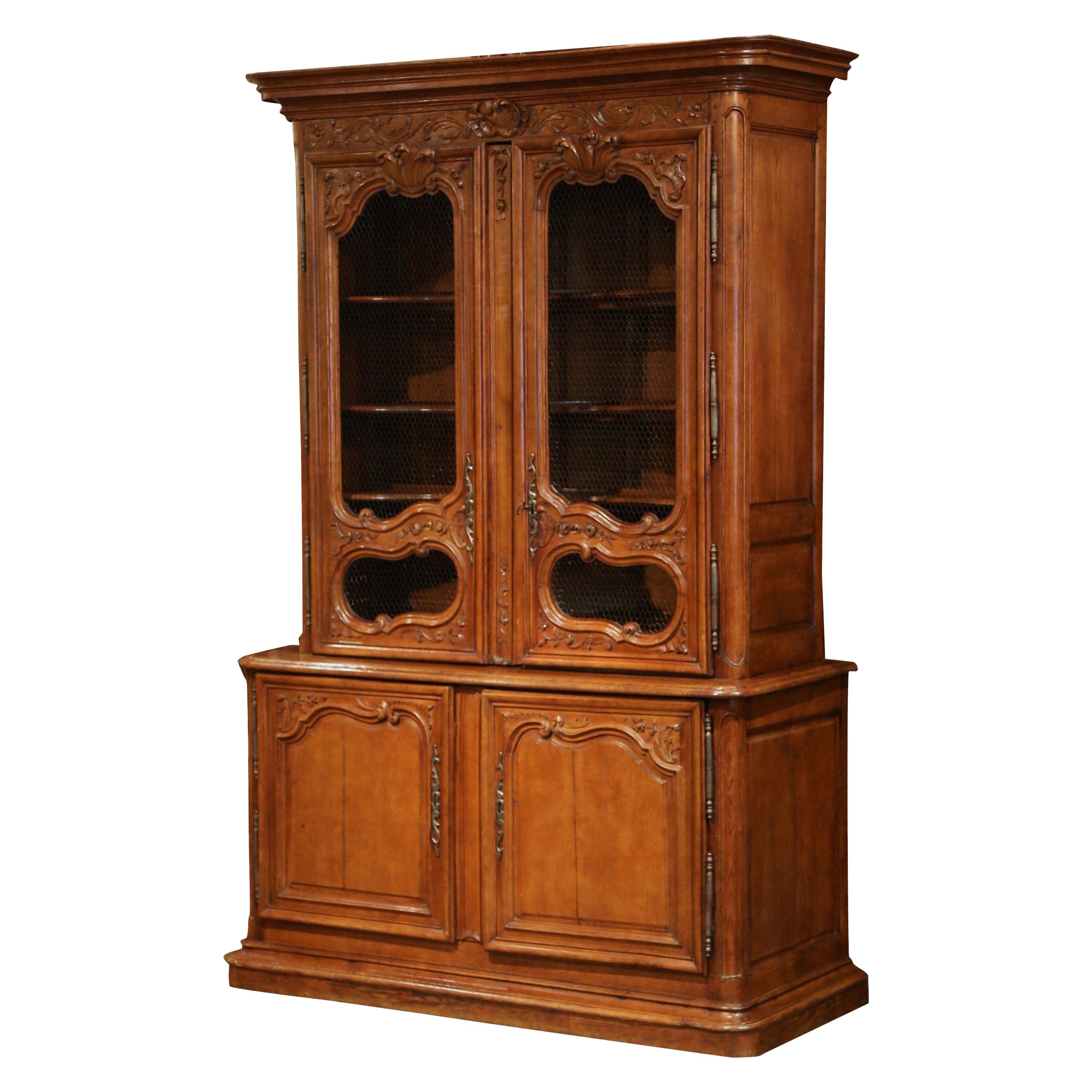 Grand Buffet En Chêne Style Louis XV - 4 Portes, 1 Étagère - Longueur 222cm, Hauteur 102cm