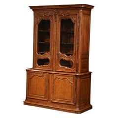 18th Century, French, Louis XIV Carved Oak Buffet Deux Corps from Normandy