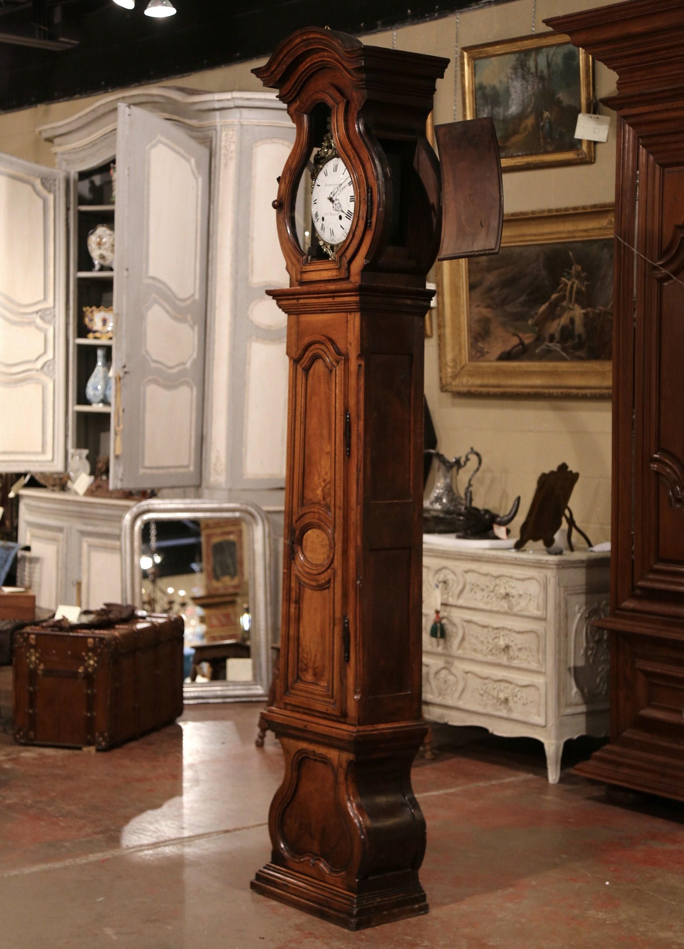 18th Century French Louis XIV Carved Walnut Tall Case Clock from Lyon 6