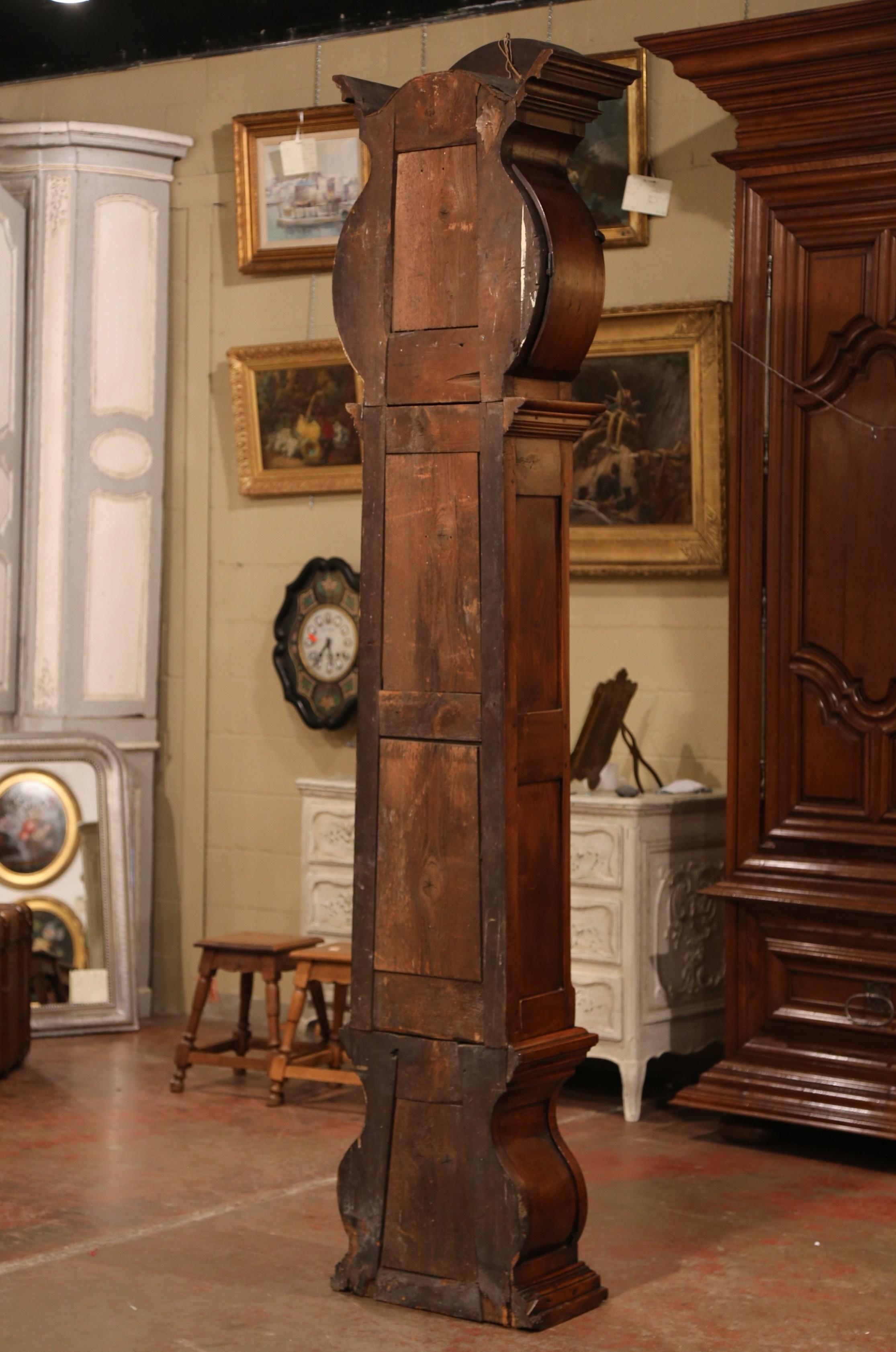 18th Century French Louis XIV Carved Walnut Tall Case Clock from Lyon 12
