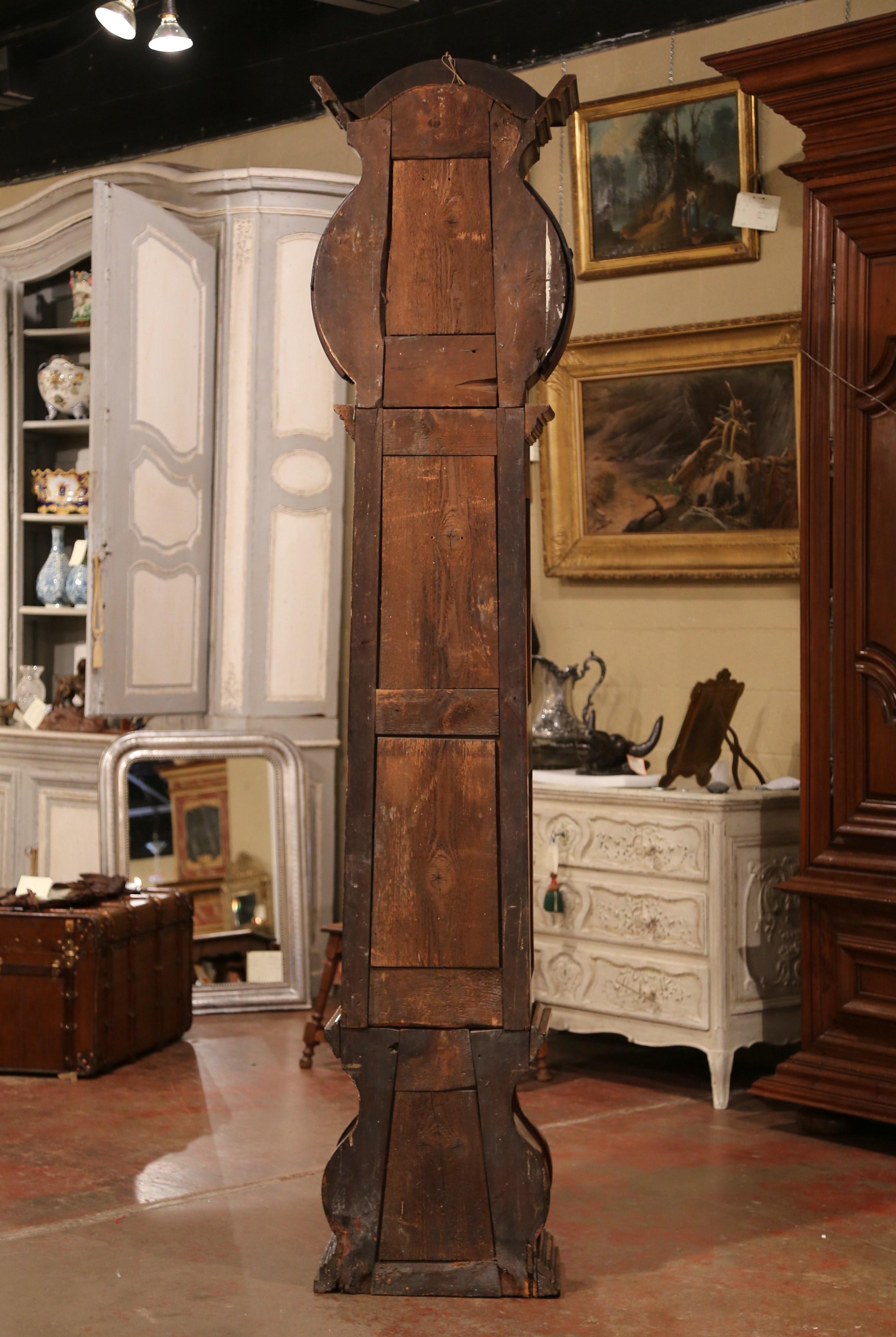 18th Century French Louis XIV Carved Walnut Tall Case Clock from Lyon 13