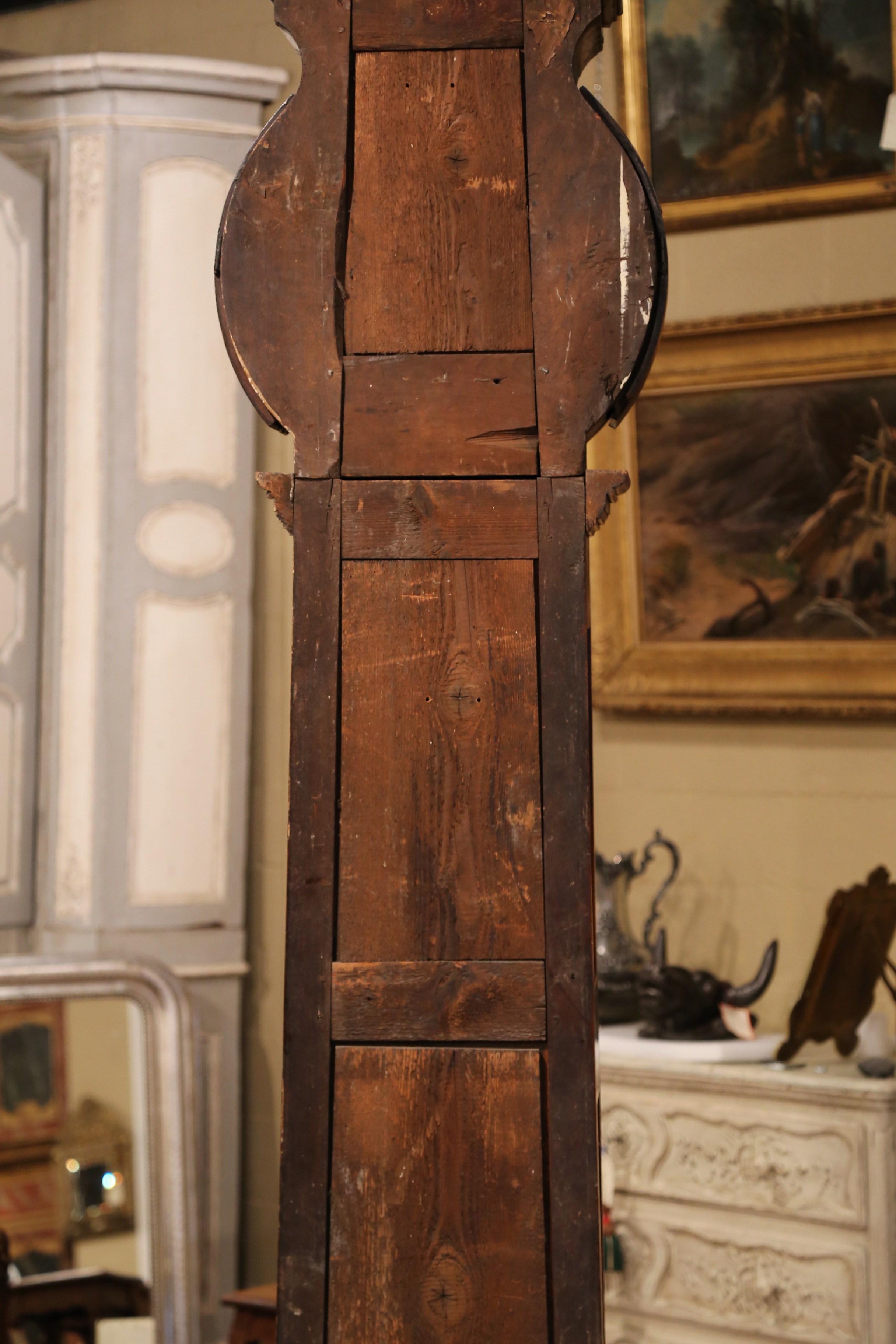 18th Century French Louis XIV Carved Walnut Tall Case Clock from Lyon 14