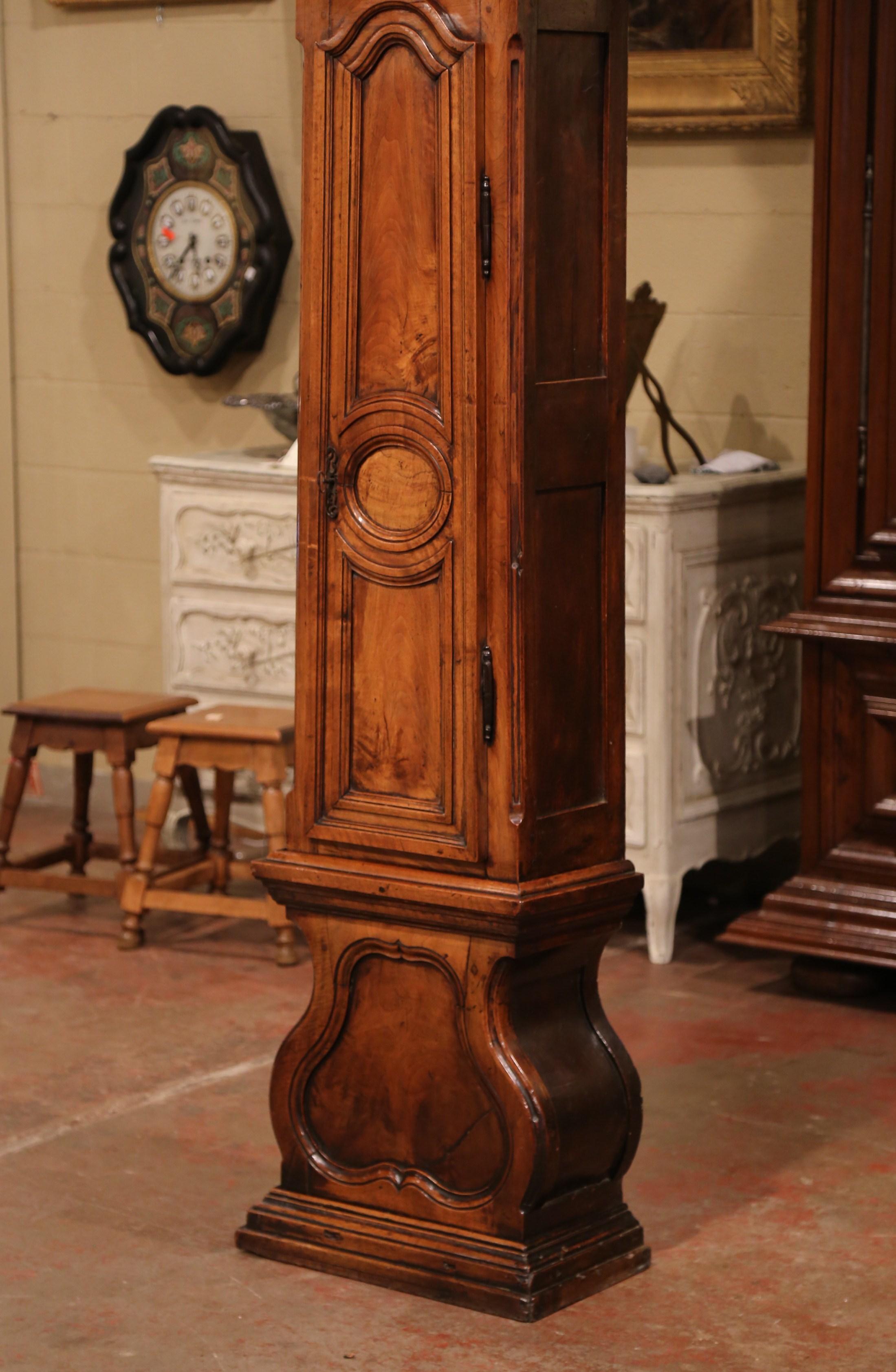 Hand-Carved 18th Century French Louis XIV Carved Walnut Tall Case Clock from Lyon
