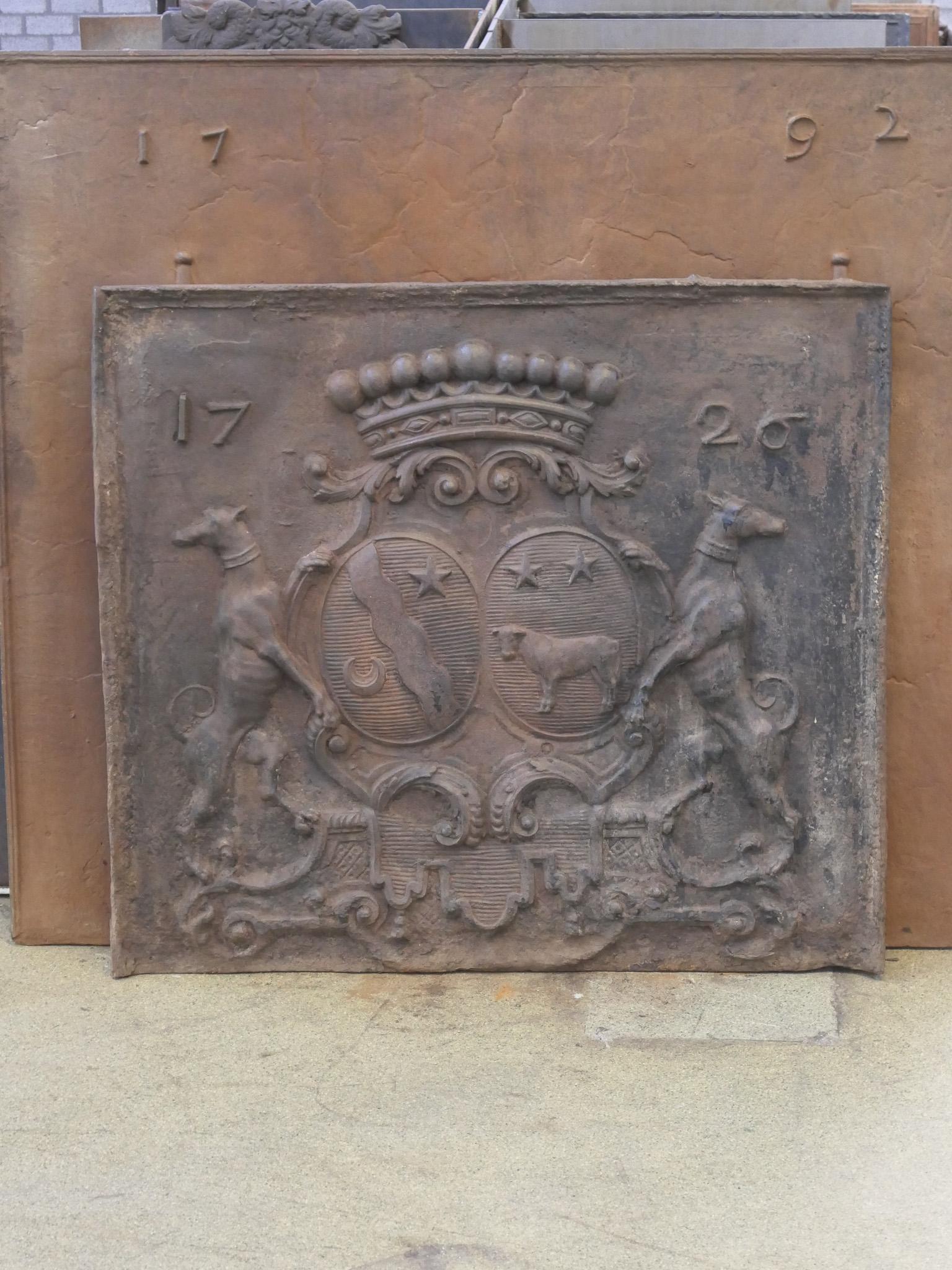 Cast 18th Century French Louis XIV 'Coat of Arms' Fireback / Backsplash For Sale