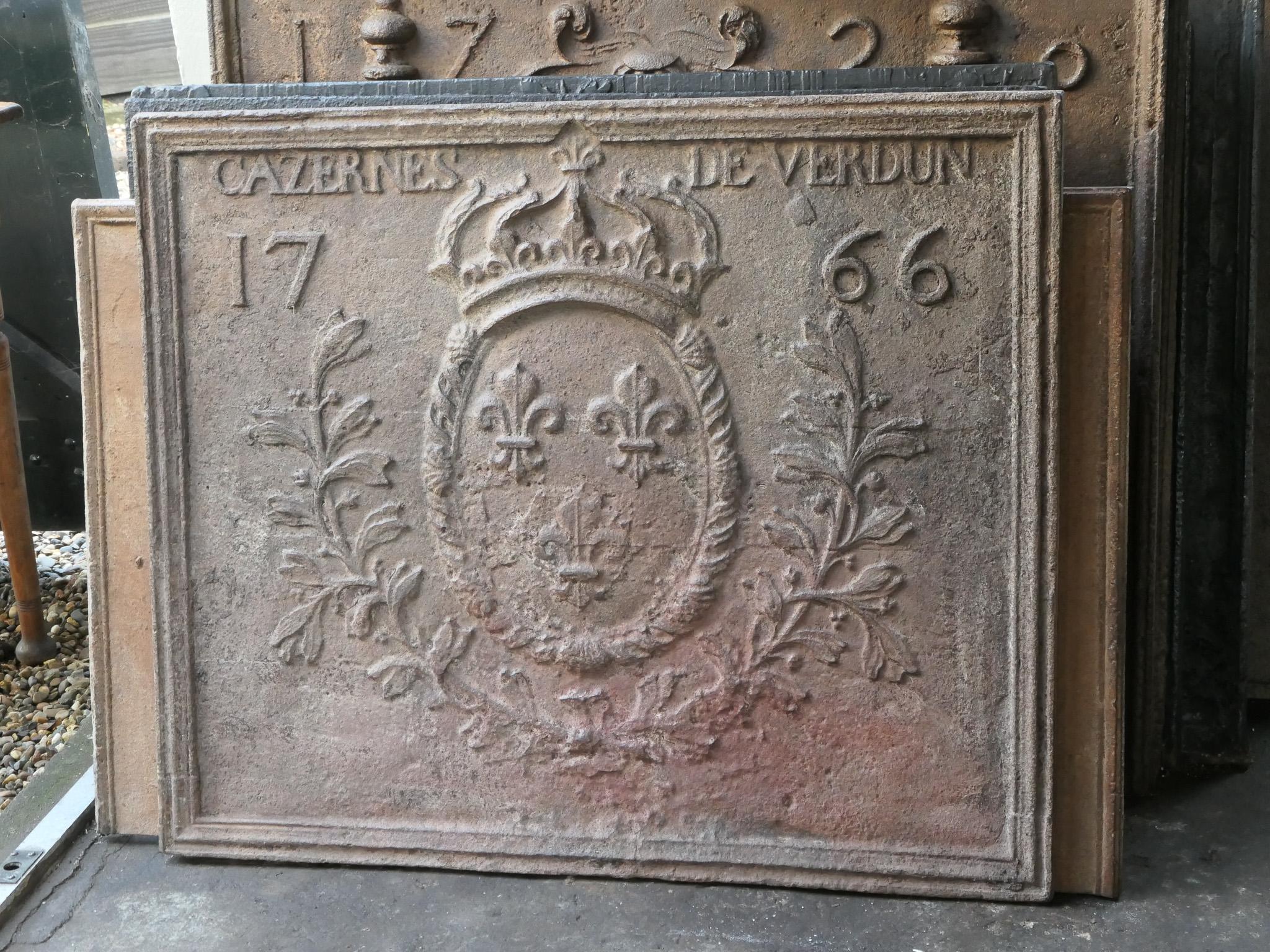 18th Century French Louis XIV 'Coat of Arms' Fireback 1