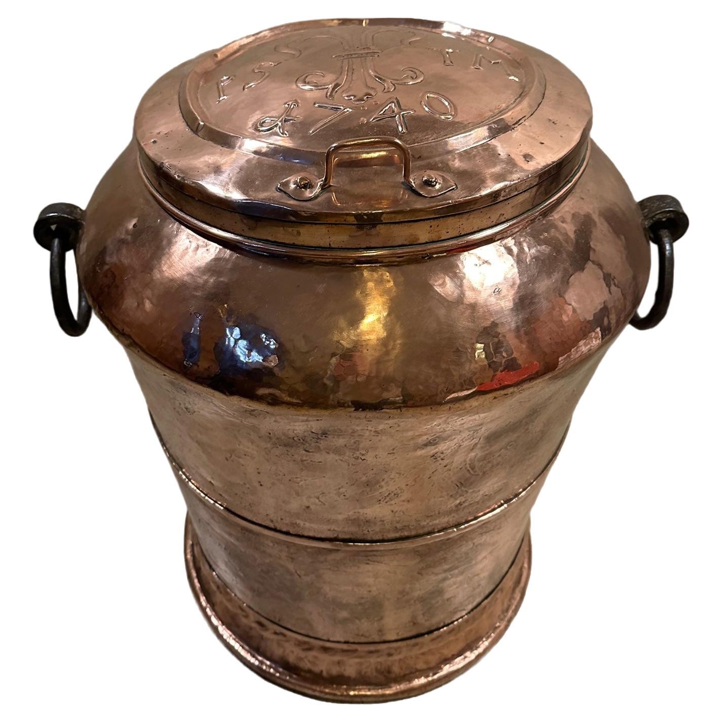 18th century French Louis XIV Copper Seeds Tank or Urn, 1740s For Sale