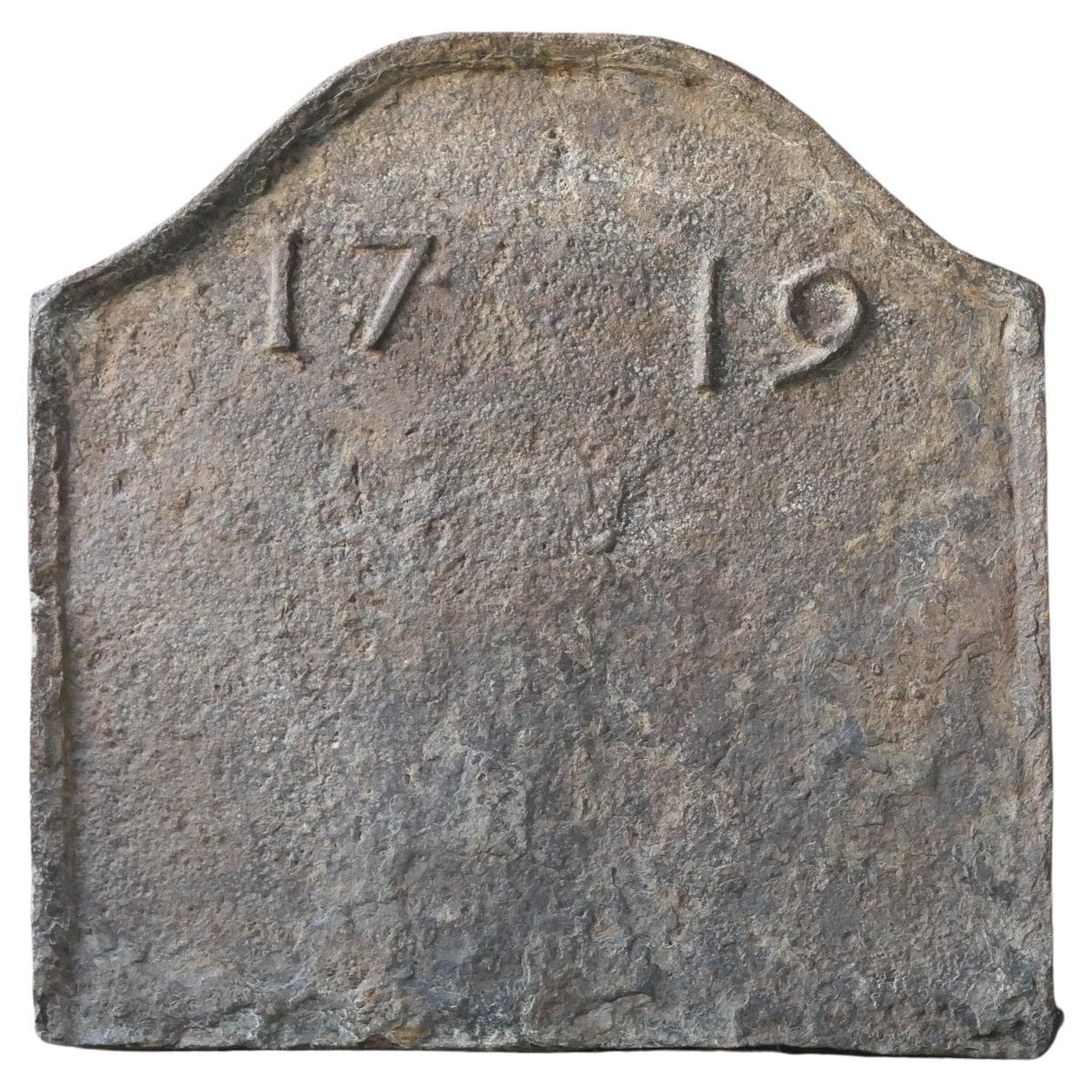 18th Century French Louis XIV Fireback, Dated 1719