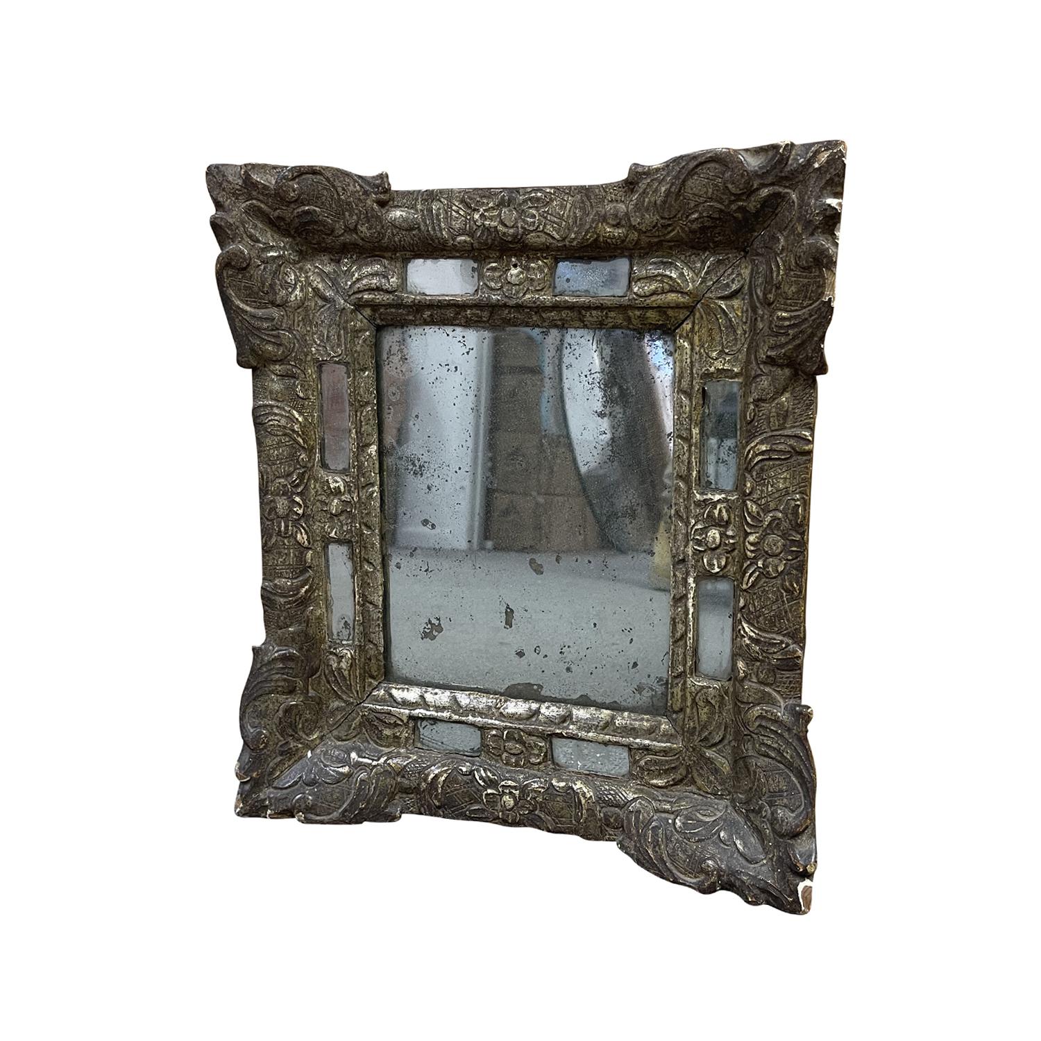Hand-Crafted 18th Century French Louis XIV Giltwood Wall Glass Mirror - Antique Décor For Sale