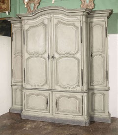 Mid-18th Century French Louis XIV Carved Painted Buffet Deux Corps from Provence