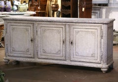 18th Century French Louis XIV Painted Enfilade Buffet with Faux Marble Top