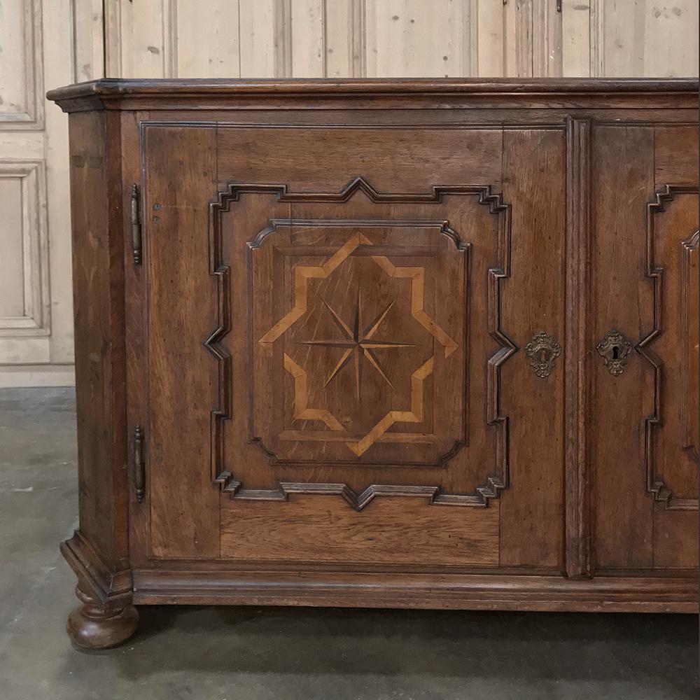 Inlay 18th Century French Louis XIV Period Hand Inlaid Oak Low Buffet
