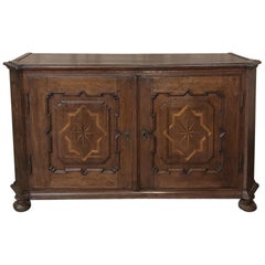 18th Century French Louis XIV Period Hand Inlaid Oak Low Buffet