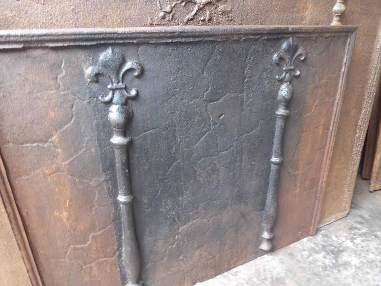 18th Century and Earlier 18th Century French Louis XIV 'Pillars with Fleurs de Lys' Fireback