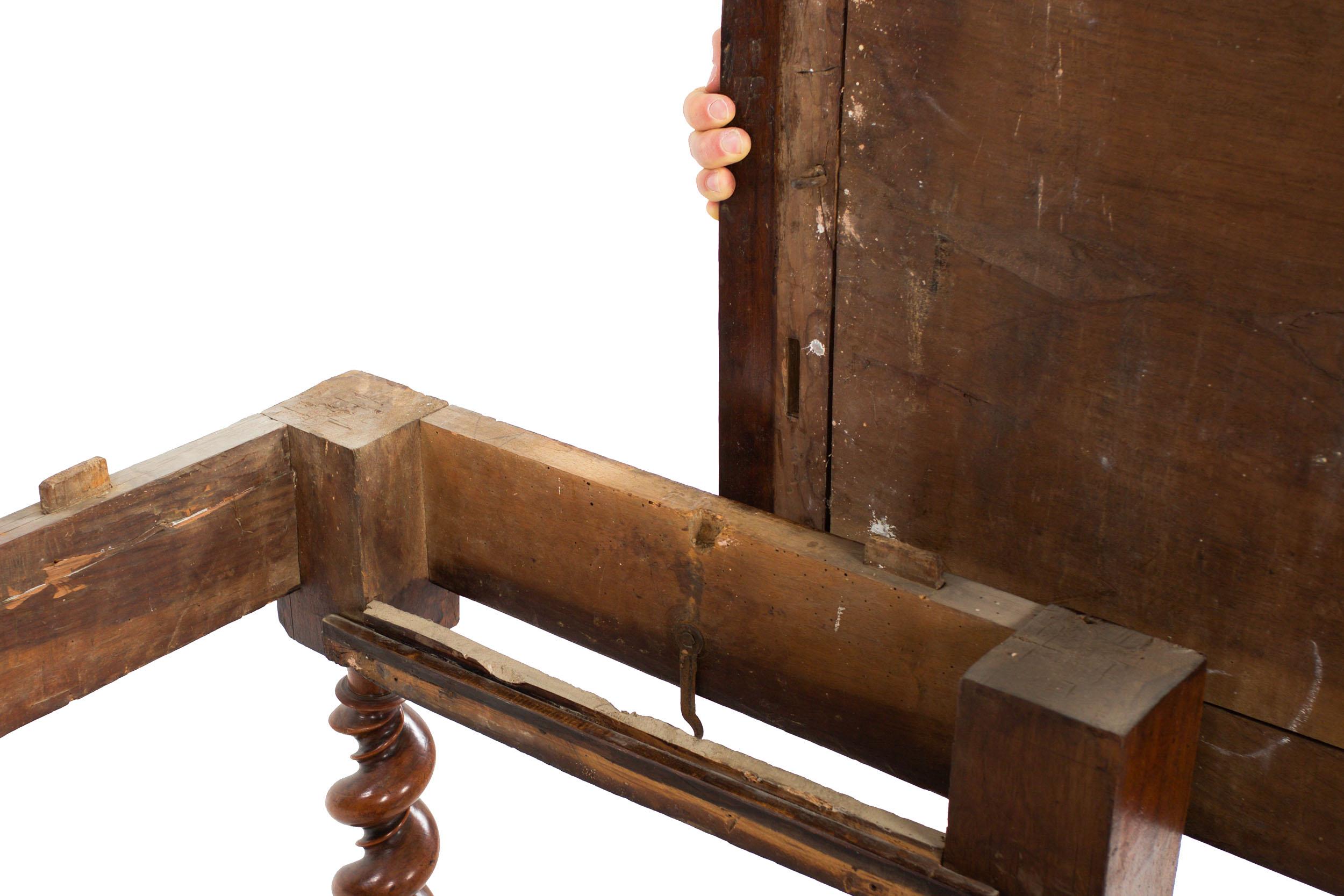 18th Century French Louis XIV Walnut Center Writing Table on Barley Twist Legs 7