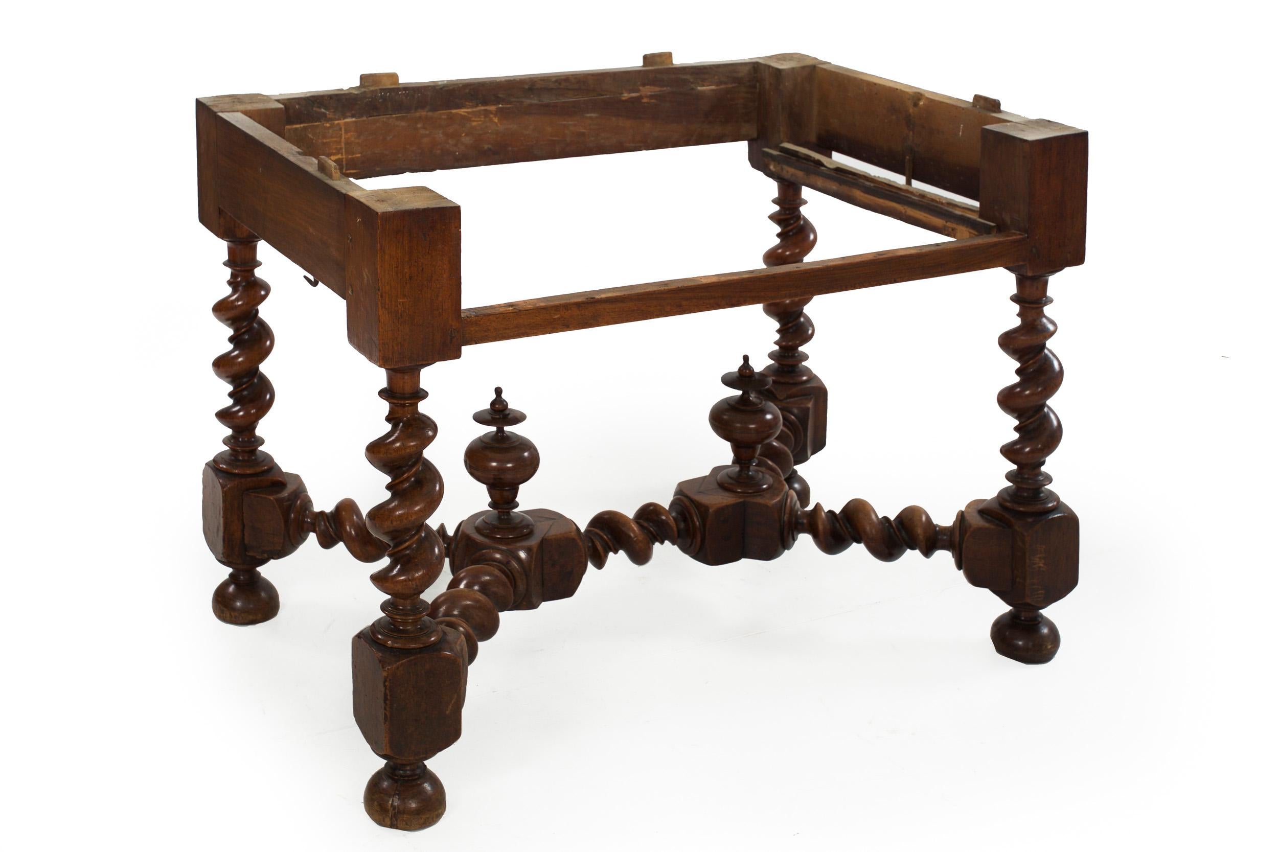 18th Century French Louis XIV Walnut Center Writing Table on Barley Twist Legs 8