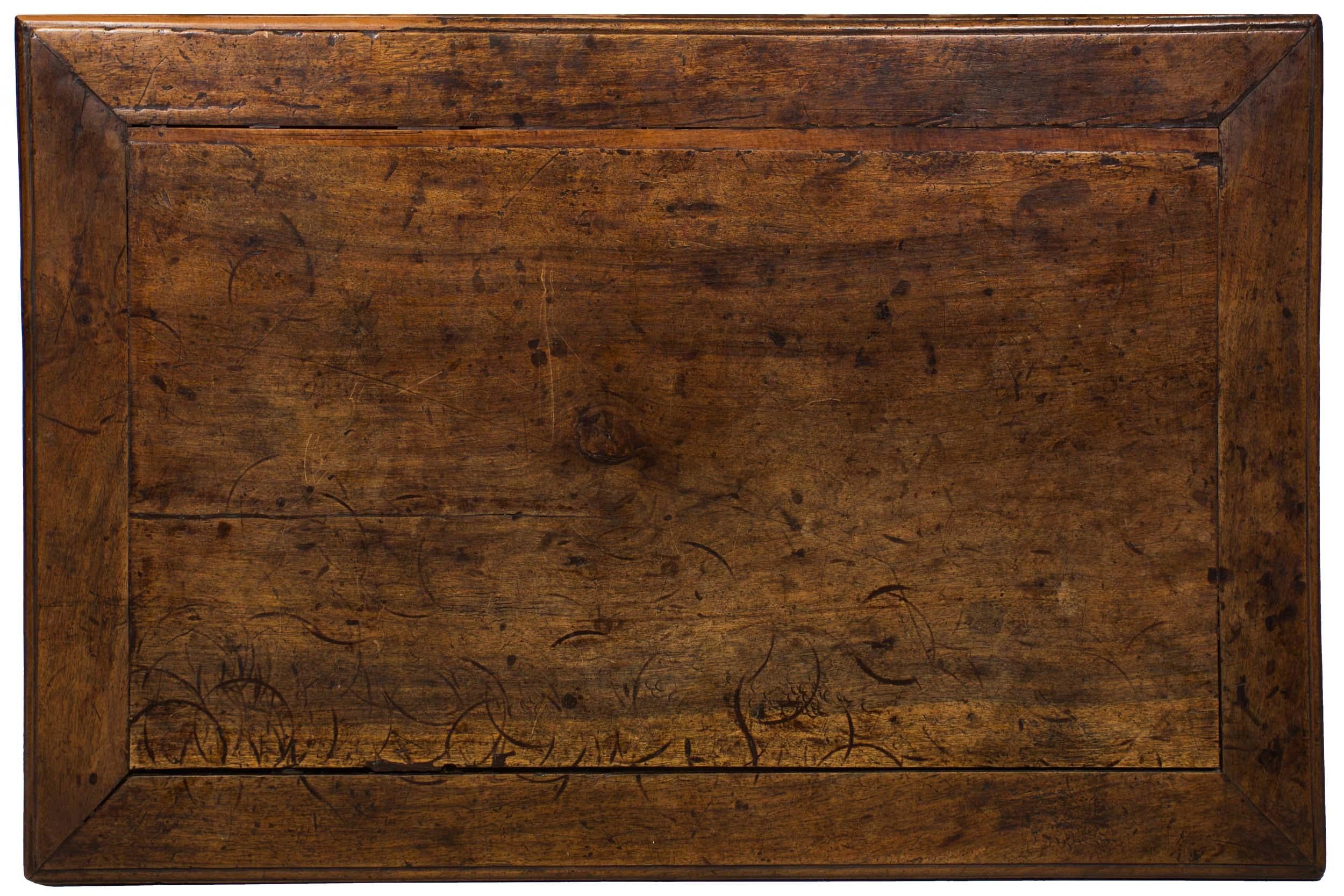 18th Century French Louis XIV Walnut Center Writing Table on Barley Twist Legs 1