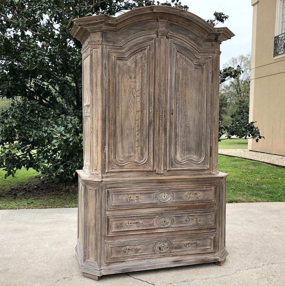 Hand-Crafted 18th Century French Louis XIV Whitewashed Wardrobe