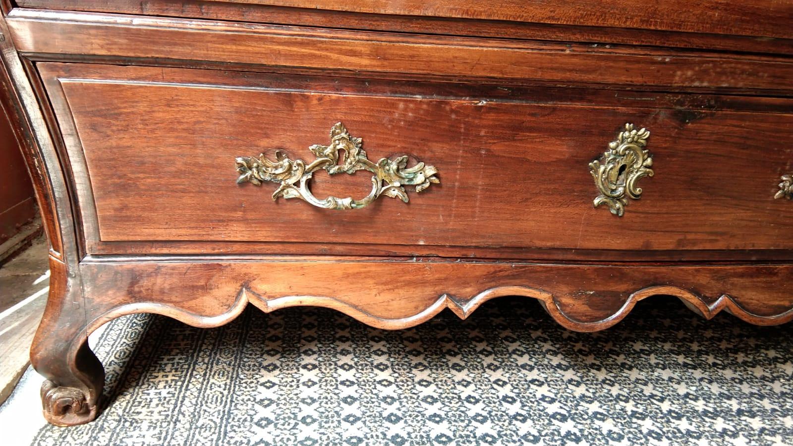 Bronze 18th Century French Louis XV Acacia Chest of Drawers For Sale