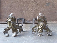 18th Century French Louis XV Andirons or Firedogs