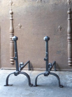 18th Century French Louis XV Andirons or Firedogs