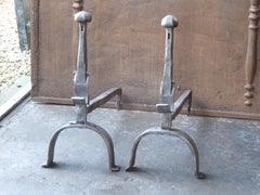 18th Century French Louis XV Andirons or Firedogs