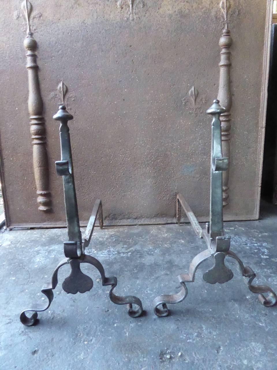 18th Century French Louis XV Andirons or Firedogs In Good Condition For Sale In Soest, NL