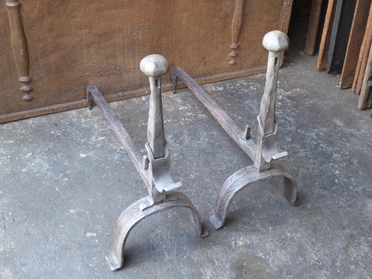 18th Century French Louis XV Andirons or Firedogs In Good Condition For Sale In Soest, NL