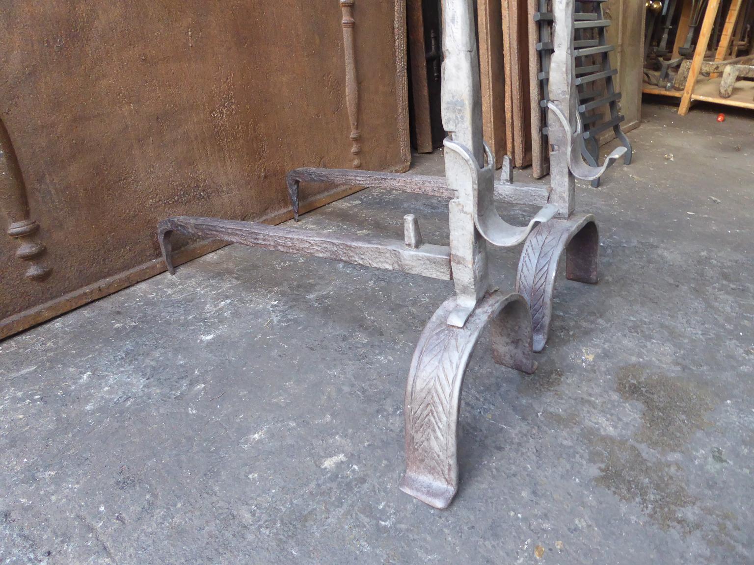 18th Century and Earlier 18th Century French Louis XV Andirons or Firedogs For Sale