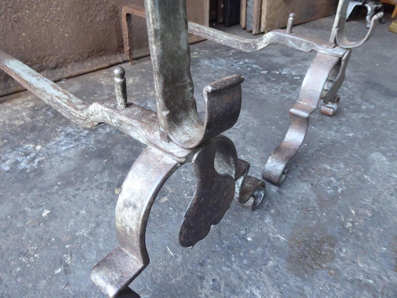 18th Century French Louis XV Andirons or Firedogs For Sale 1