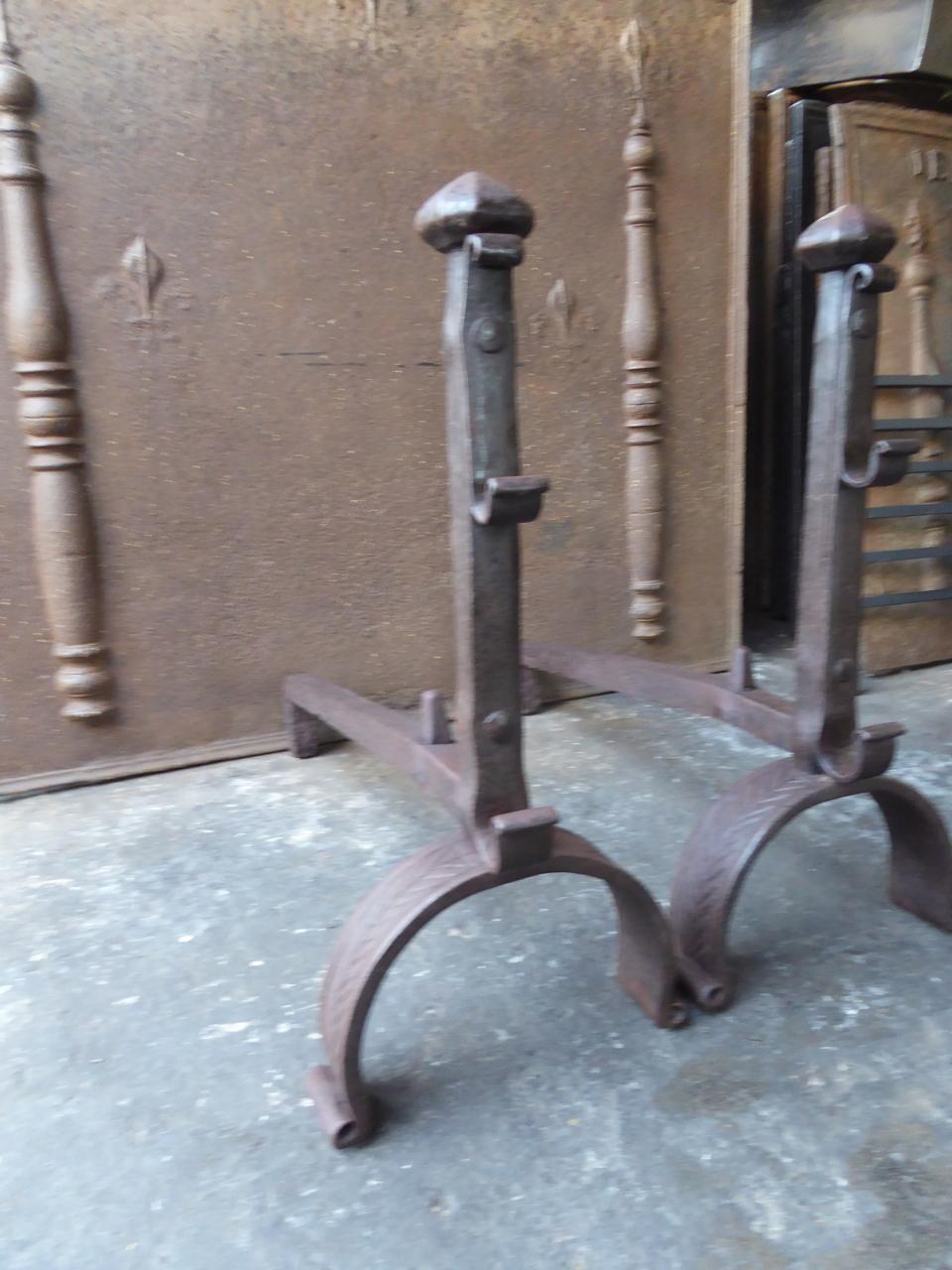 18th Century French Louis XV Andirons or Firedogs 1