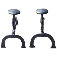 18th Century French Louis XV Andirons or Firedogs Antique 18th Century French Louis XV Andirons or Firedogs