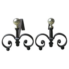 18th Century French Louis XV Andirons or Firedogs