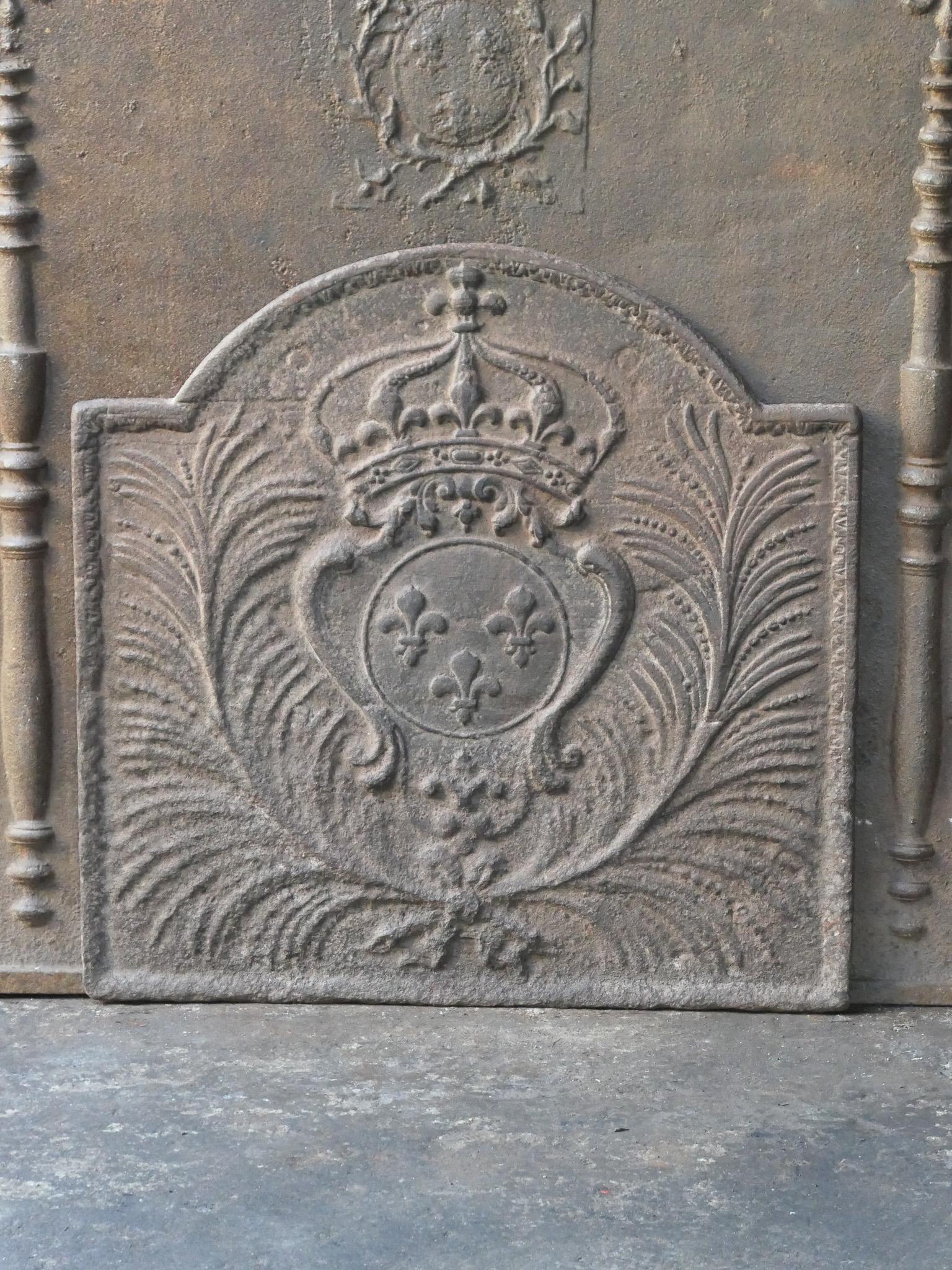 Cast 18th Century French Louis XV 'Arms of France' Fireback / Backsplash For Sale