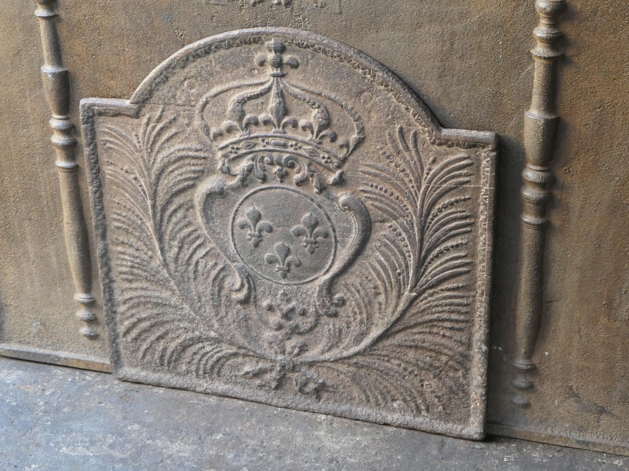 Iron 18th Century French Louis XV 'Arms of France' Fireback / Backsplash For Sale