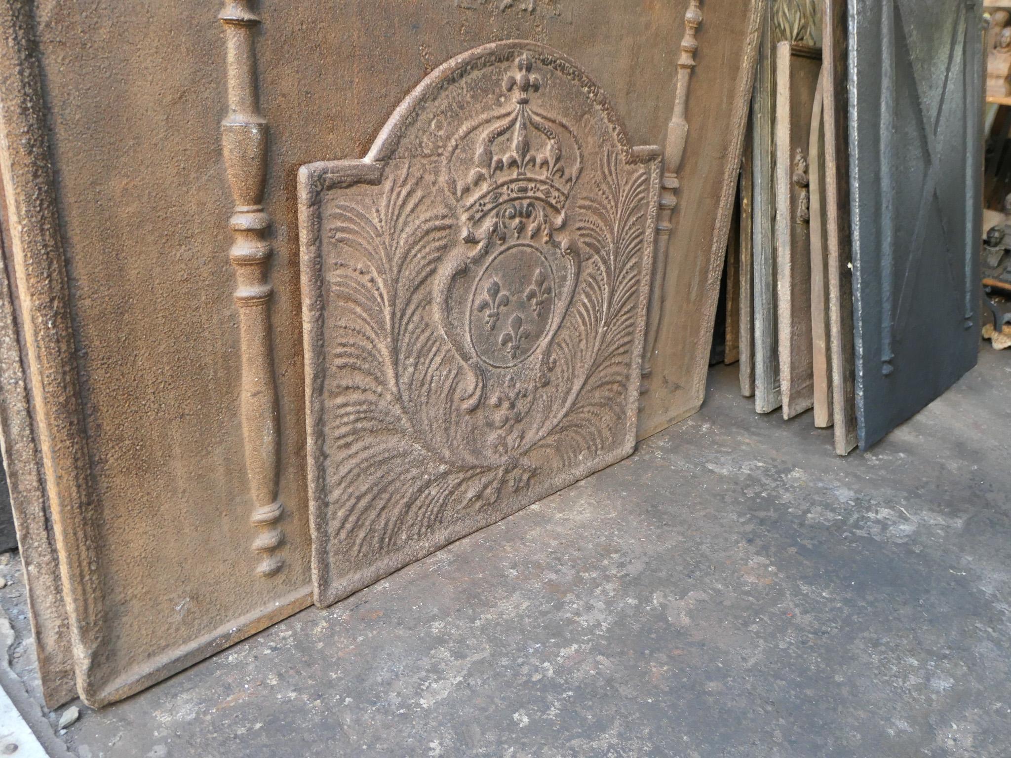 18th Century French Louis XV 'Arms of France' Fireback / Backsplash For Sale 1