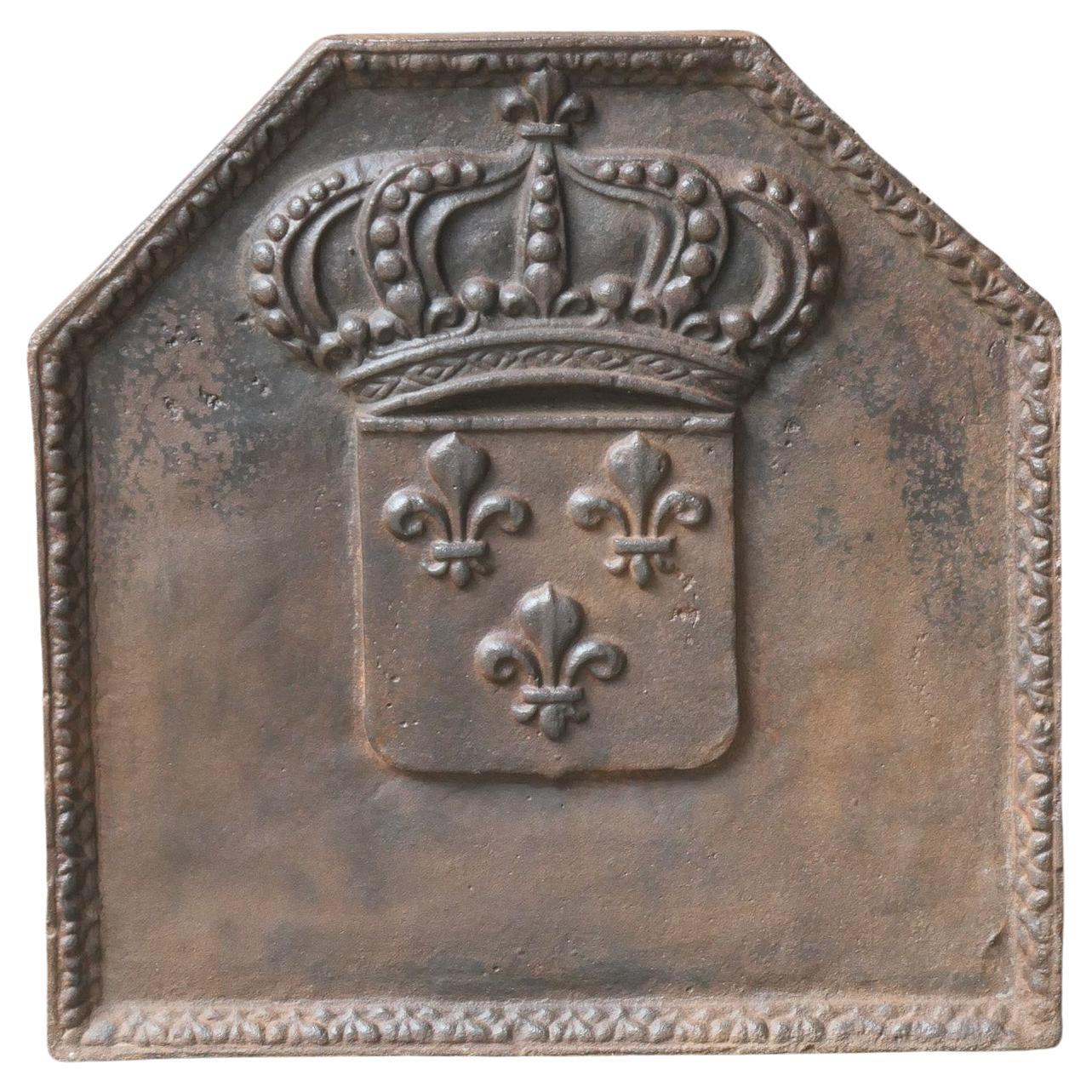 18. Jahrhundert Französisch Louis XV 'Arms of France' Fireback / Backsplash