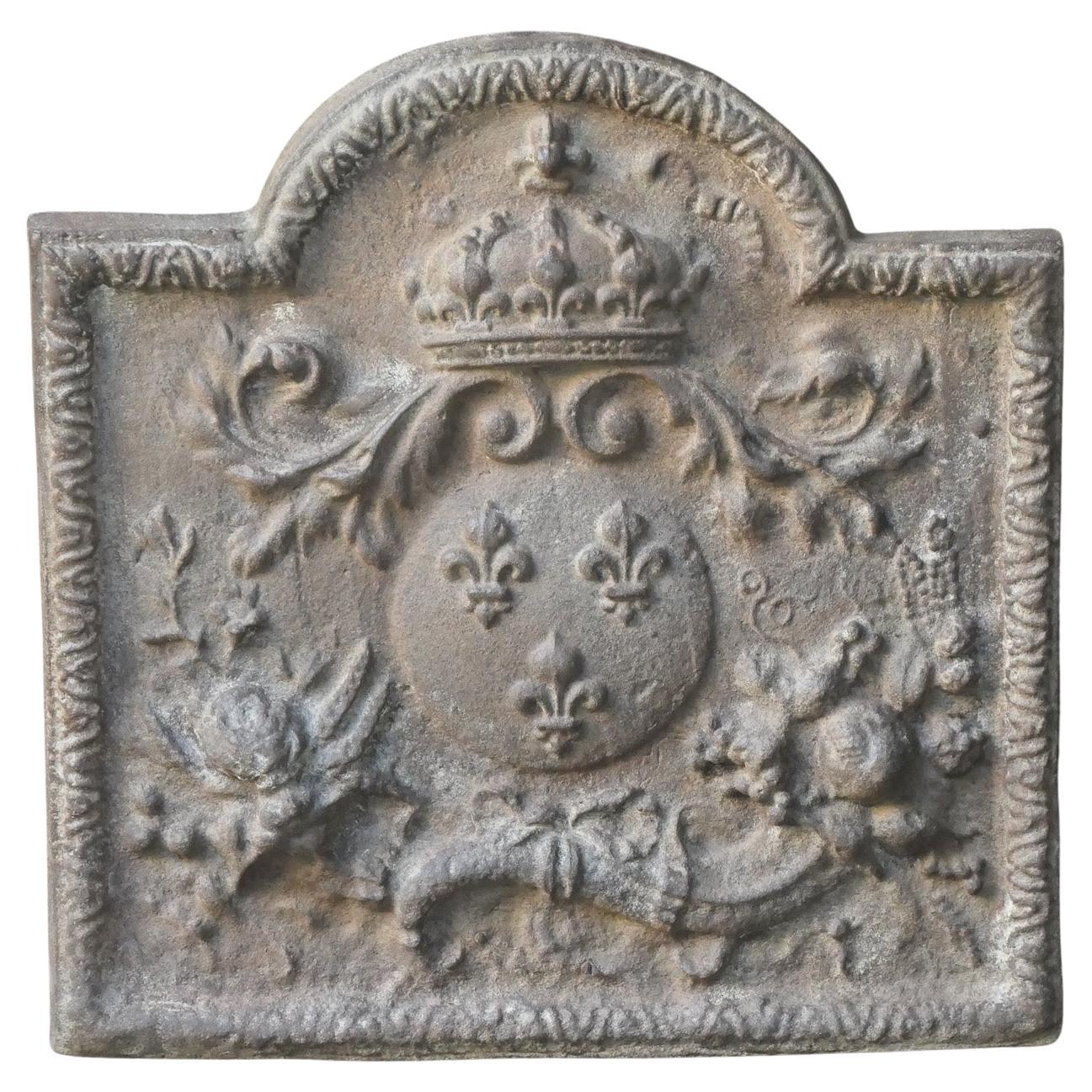18. Jahrhundert Französisch Louis XV 'Arms of France' Fireback / Backsplash
