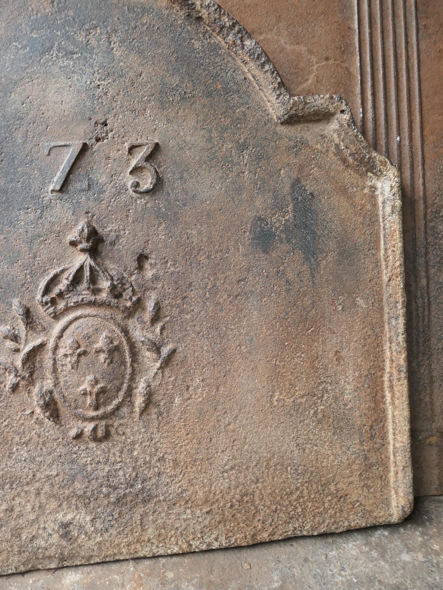 18th Century French Louis XV 'Arms of France' Fireback / Backsplash, Dated 1773 For Sale 5