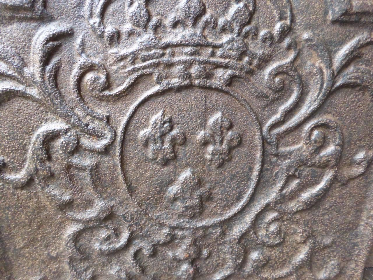 Cast 18th Century French Louis XV 'Arms of France' Fireback